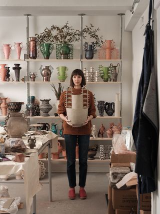 Portrait of Emily Mullin in the New York studio she shares with her husband, Tony