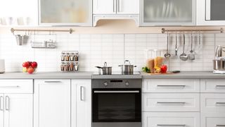 Single range oven in a white kitchen