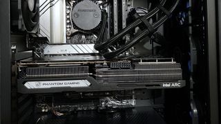 ASRock Phantom Gaming Intel Arc A770 8GB graphics card in a PC build