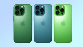 Renders of the iphone 17 in teal, green and dark green 