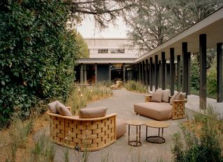 Molteni outdoor furniture photographed at the Molteni Pavilion in Giussate