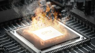 A render of a CPU bursting into flames.