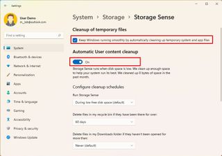 Storage Sense settings