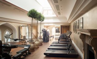 A state-of-the-art gym complete with strained-glass windows and hardwood floors that almost make working out a religious experience