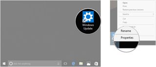 Right-click the Windows Update desktop shortcut. Click Properties.
