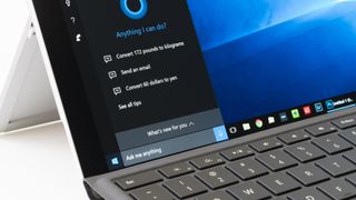 Cortana appearing in the start menu in Windows 10 on a Surface Pro