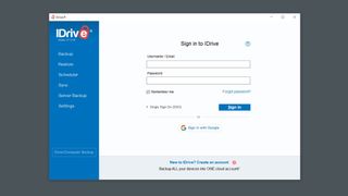 A screenshot of IDrive's login page