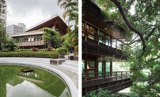 Beitou Library with surrounding greenery