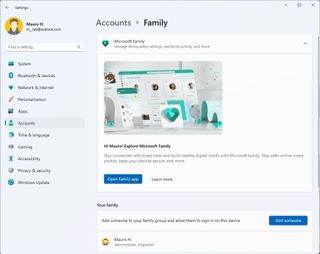 Family account settings