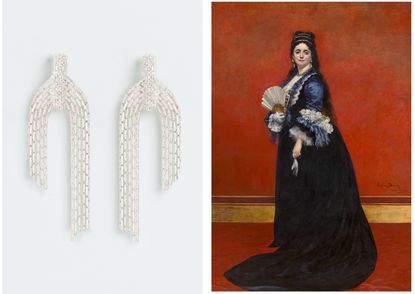 Wouters &amp; Hendrix earrings; painting of Countess Rattazzi by Emile Auguste Carolus-Duran