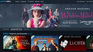 Amazon Prime Video home screen with The Marvelous Mrs. Maisel in the top slot