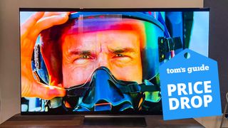 LG C2 OLED showing Top Gun: Maverick with Price Drop deal tag 