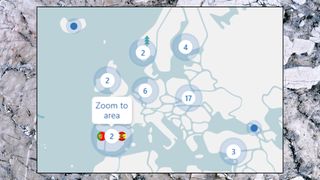 NordVPN – karta för val av server