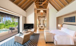 Bedroom at the Waldorf Astoria in Maldives