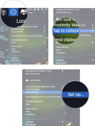 How to lock or unlock your Mac with tap pattern: Click on Mac ID in the Menu bar, then click Tap to Unlock, then click set up