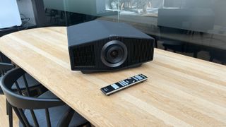 Sony Bravia Projector 9 on a light wood table