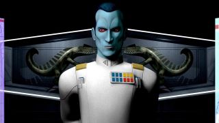 Grand Admiral Thrawn stands proud in an episode of Star Wars: Rebels