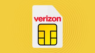 Verizon branded SIM card on yellow background