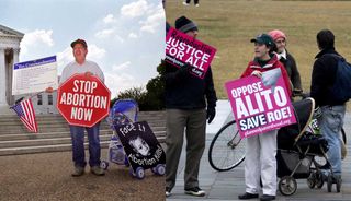 protesters for and against abortion