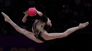 ermany&#039;s Darja Varfolomeev performs ahead of the Rhythmic Gymnastics European Championships 2024