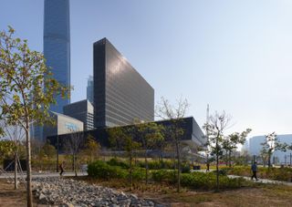 M+ Museum facade in Hong Kong, as featured from street view