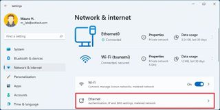 Open Ethernet settings