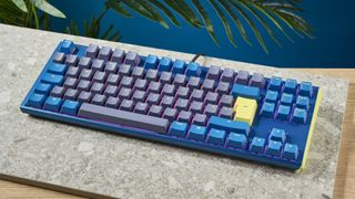 A Ducky One 3 TKL wireless keyboard in the DayBreak colorway