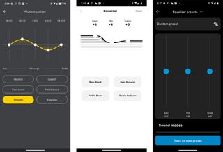 Screenshots from different brands showing EQ settings.