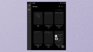 Screenshot on Samsung Galaxy Z Fold3 showing a list of handwritten notes