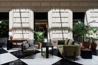 Hotel Casa Lucía, seating and shadows on wall