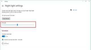 Adjust night light strength on Windows 10