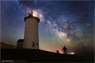 Night Sky Over Nobska Lighthouse at Woods Hole, Massachusetts 