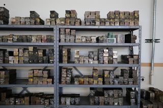 Shelves of tooling for different handles for tableware