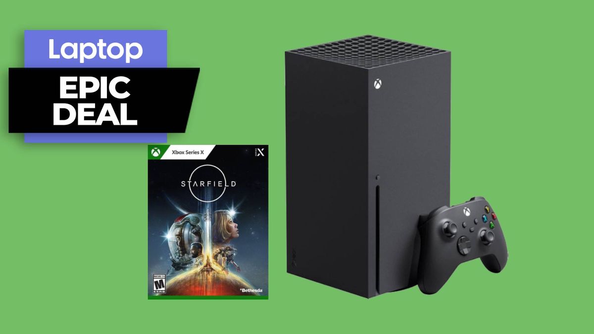 Xbox Series X Starfield bundle against green background