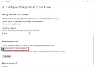 Delete previous version of Windows 10