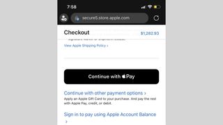 Apple Pay running on the Chrome app on iOS