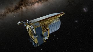 An illustration of ESA&#039;s &quot;dark universe detective&quot; spacecraft Euclid, which is ready for full science mode.