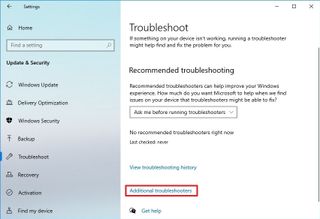 Additional Troubleshooters option