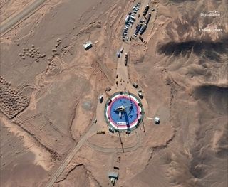 This photo by a satellite operated by DigitalGlobe, a subsidiary of Maxar Technologies, shows Iran's Imam Khomeini Space Center on Feb. 5, 2019, shortly before a Safir rocket launch that was later determined to be a failure.