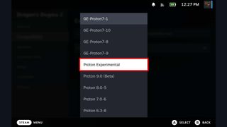 Dragon's Dogma 2 on Steam Deck: Select Proton Experimental.