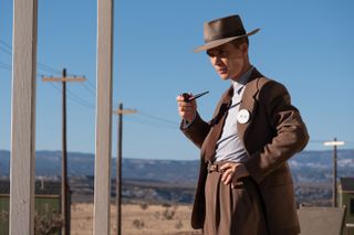 Cillian Murphy as J. Robert Oppenheimer smoking a pipe