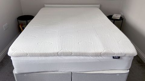 Puffy Deluxe Mattress Topper on a mattress in reviewer&#039;s bedroom