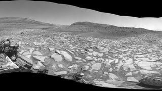 black and white rocky landscape