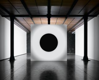 Ryoji Ikeda, point of no return, 2018. DLP projector, computer, speakers, paint, HMI lamp. Dimensions variable. Concept/Composition: Ryoji Ikeda. Programming: Tomonaga Tokuyama.