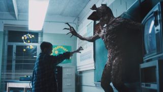 Eleven kills the Demogorgon in Stranger Things.