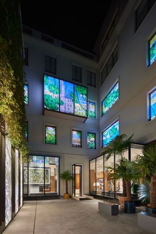 Courtyard installation at Brioni Milan store