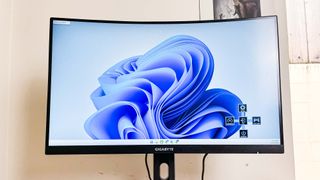 Gigabyte G27FC gaming monitor on a desk