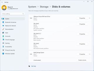 Disks & Volumes Settings