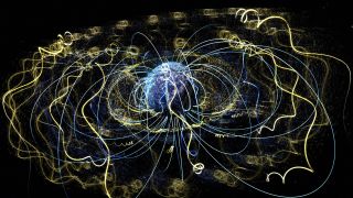 Around Earth, an invisible magnetic field traps electrons and other charged particles.