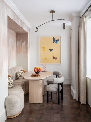 Seating and table inside House of Walpole London